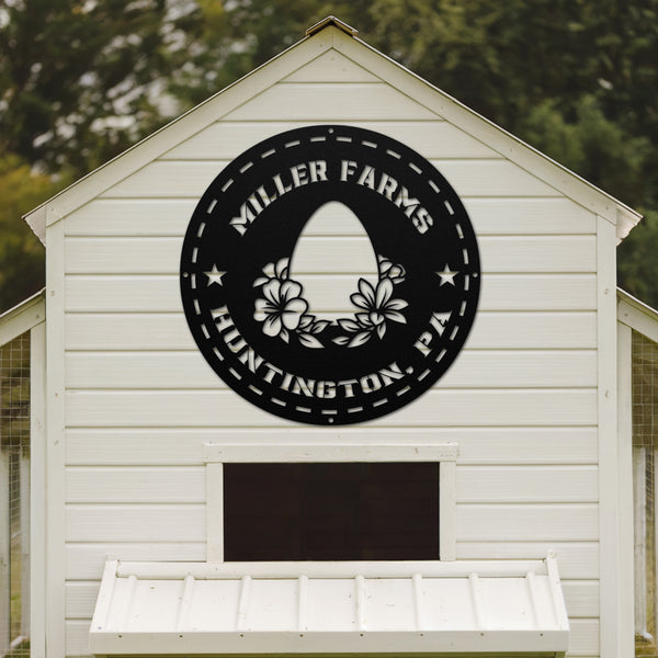 White building with a black 'Miller Farms' logo on the side