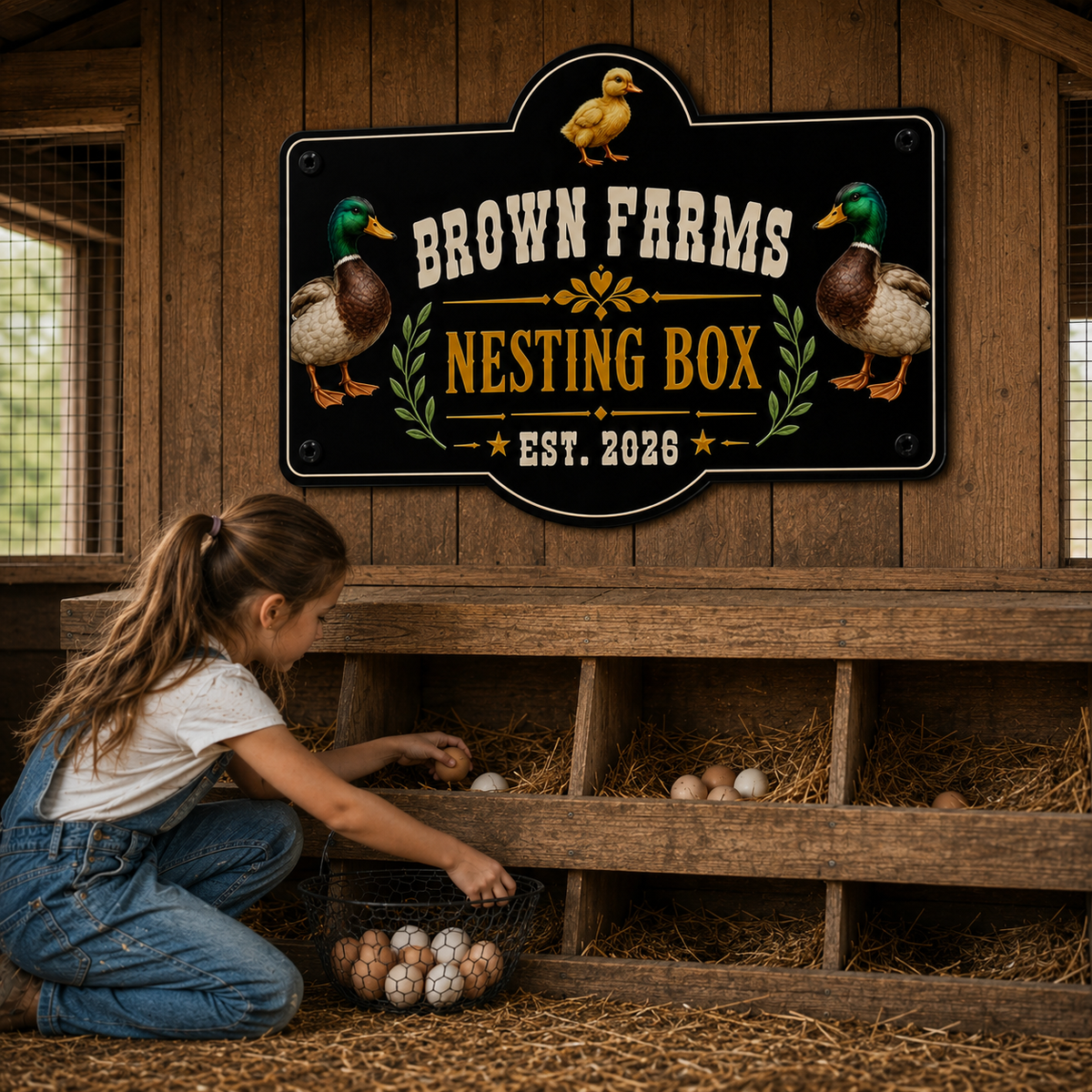 Duck Nesting Box - Multicolor Duck Coop Sign