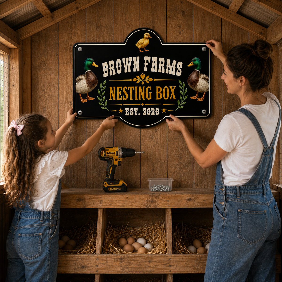 Duck Nesting Box - Multicolor Duck Coop Sign