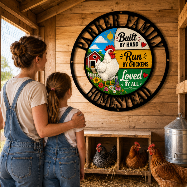Built By Hand - Multicolor Chicken Coop Sign
