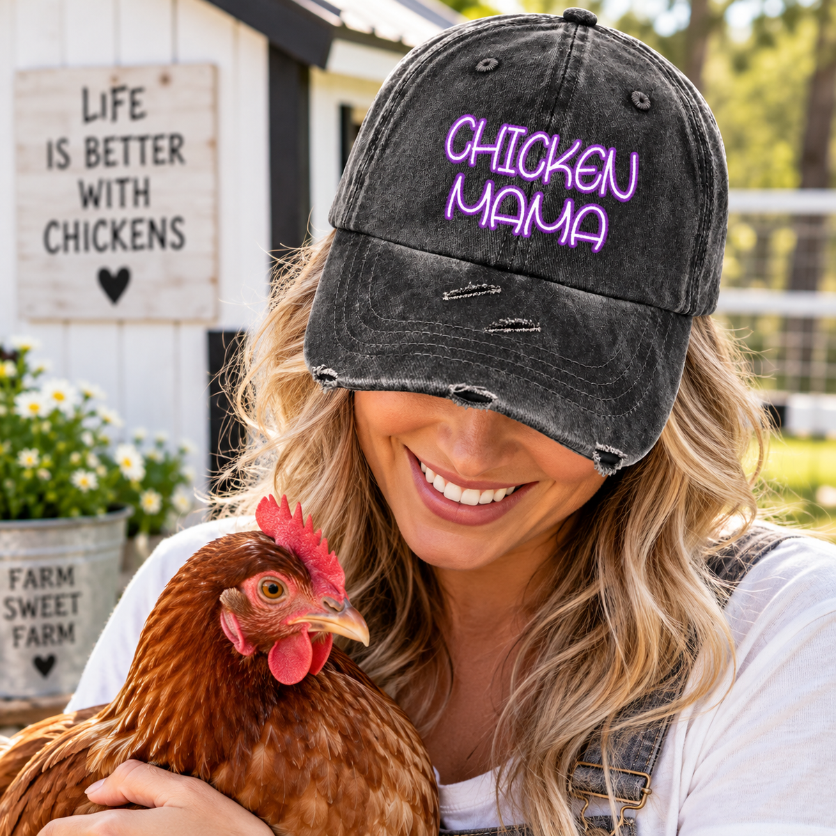 Chicken Mama - Distressed Hat