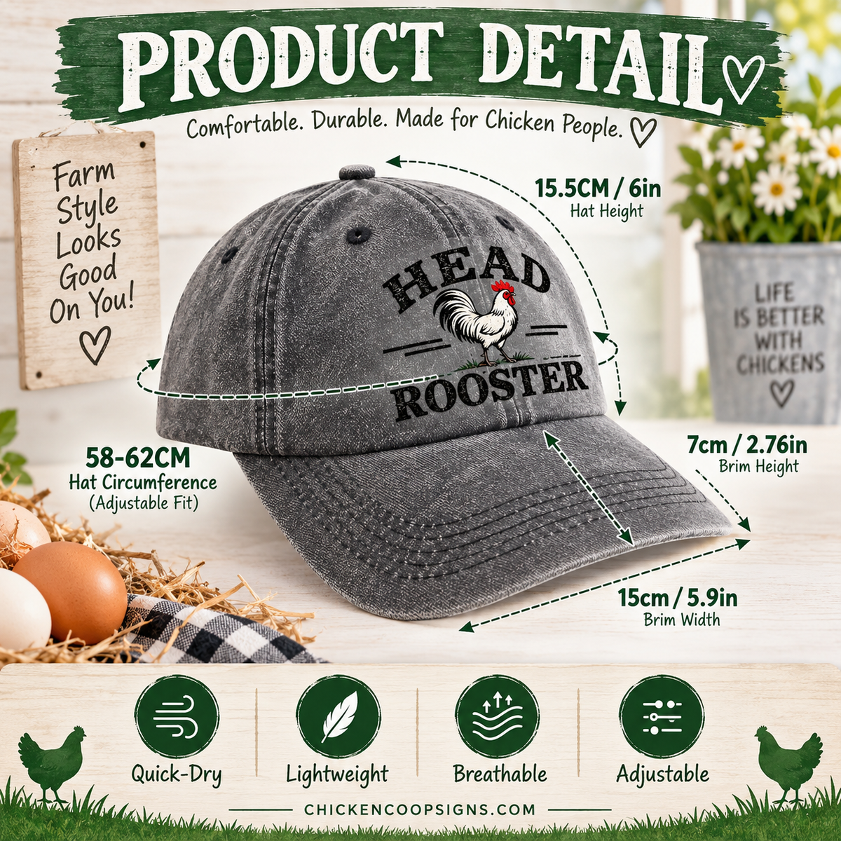 Head Rooster - Vintage Washed Hat