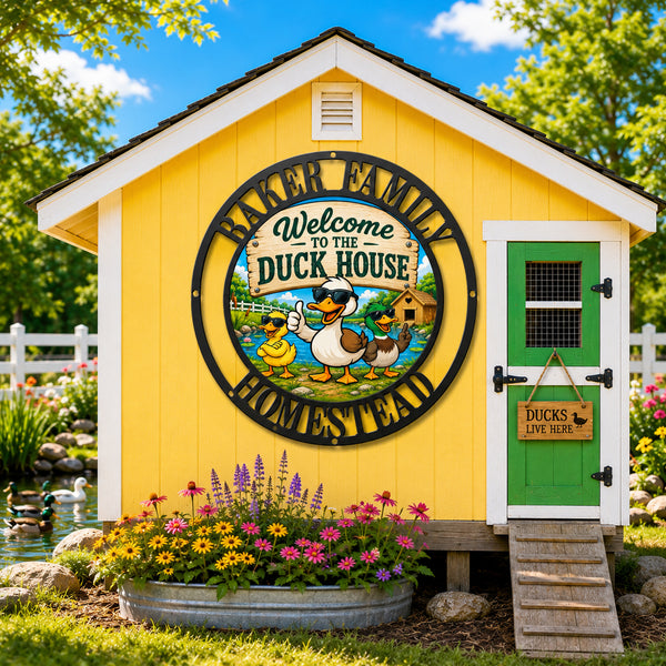 Welcome To The Duck House - Multicolor Sign